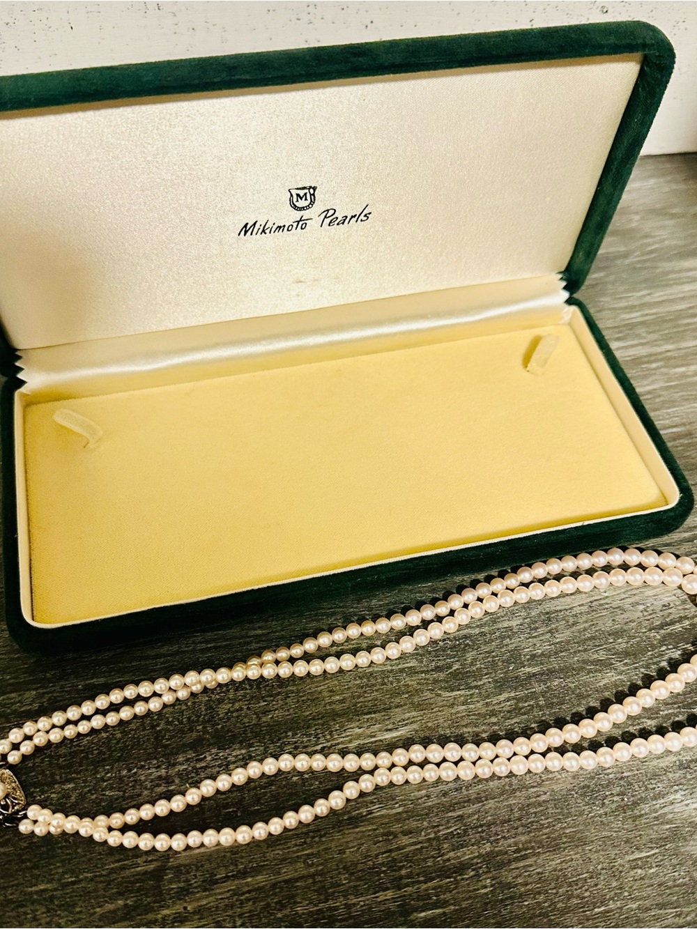 Mikimoto Pinkish-White Double-Strand Pearl Necklace with Ornate Clasp